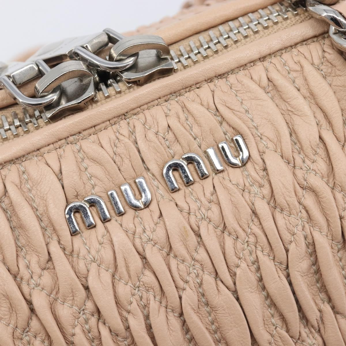 Miu Miu Shoulder Leather, Beige, Leather, Shoulder Bag