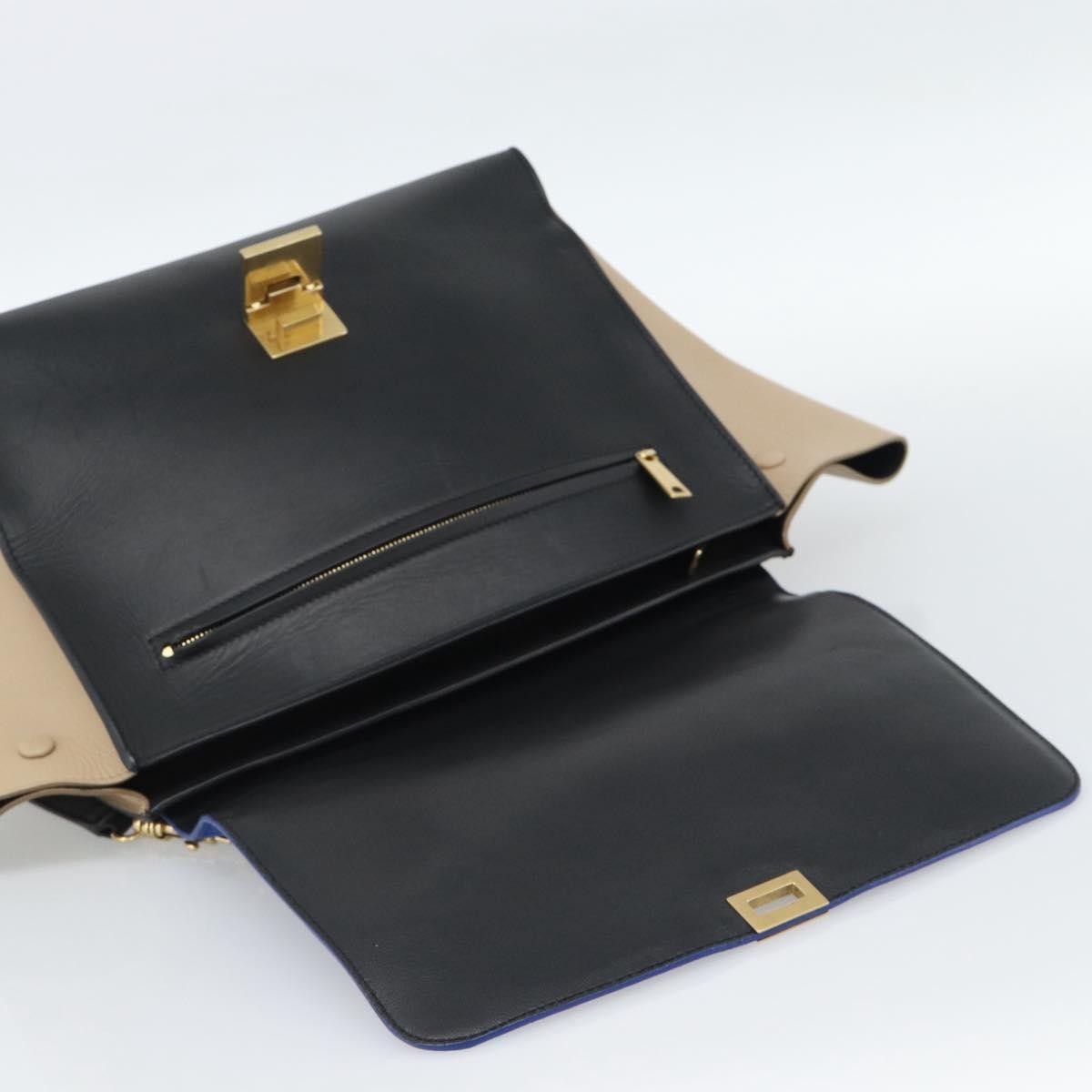 Celine Trapeze Leather with Suede, Blue, Leather, Handbag