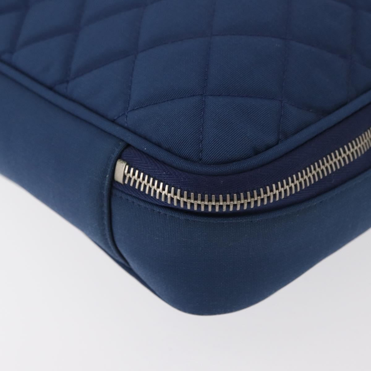 Chanel Laptop Sleeve Quilted Nylon, Blue, Nylon, Clutch