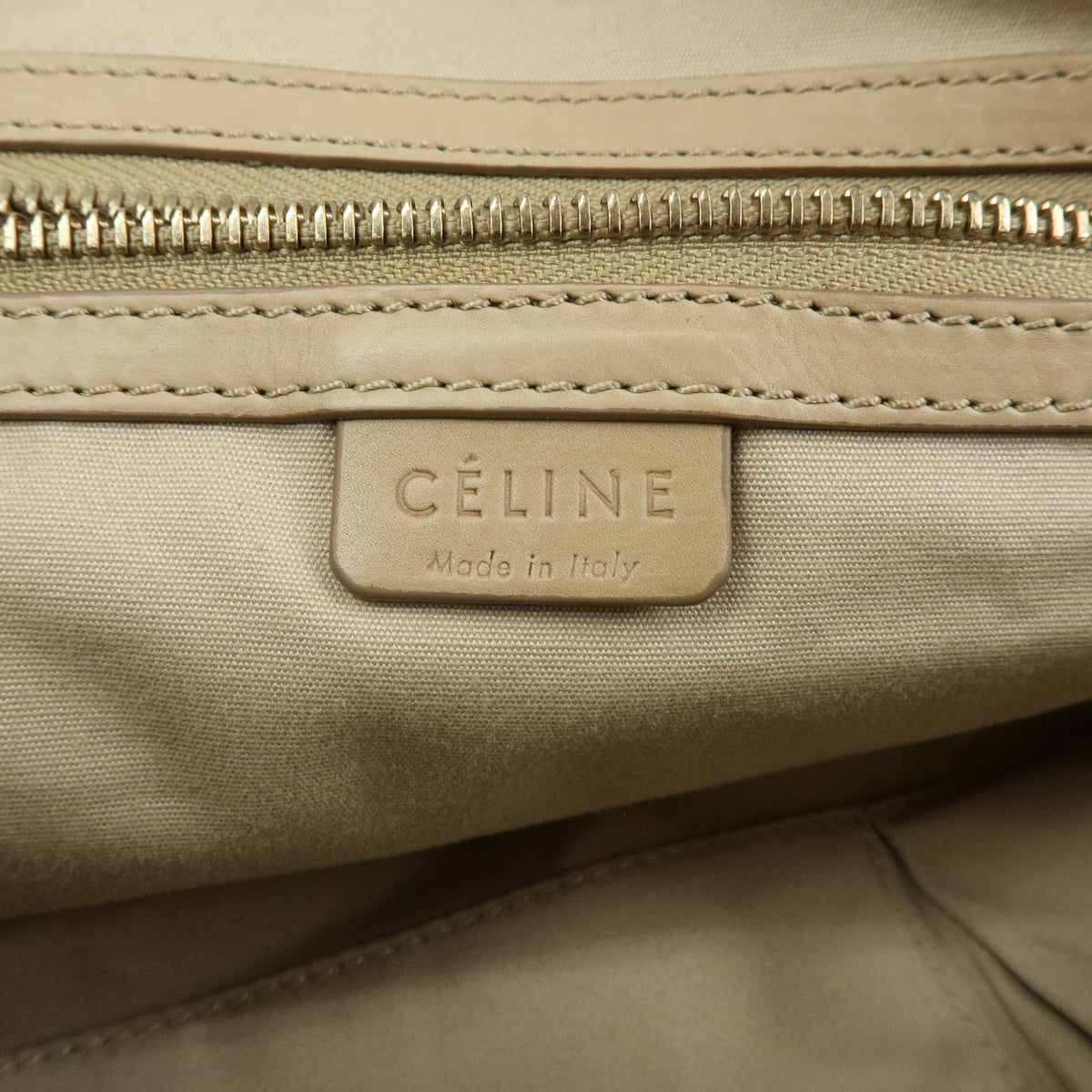 Celine Bowling Leather, Beige, Leather, Handbag
