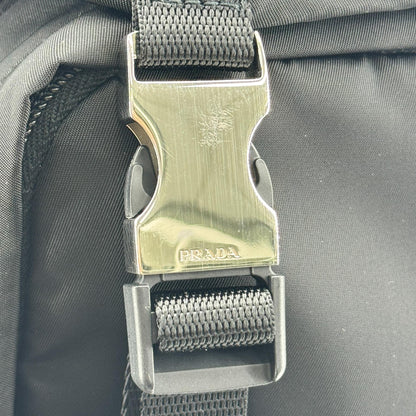 Prada Double Buckle Tessuto, Black, Nylon, Backpack