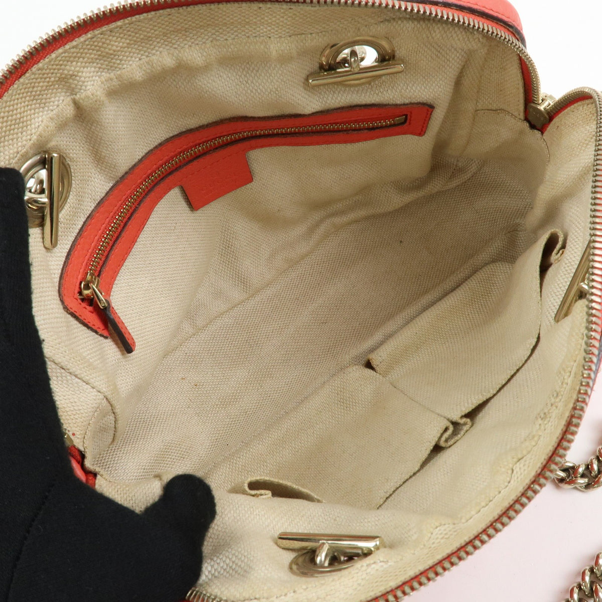 Gucci Soho Chain Zip Leather, Pink, Leather, Shoulder Bag