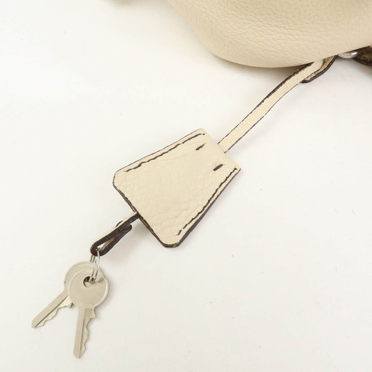 Prada Embossed Logo Bauletto Vitello Daino, Beige, Leather, Handbag