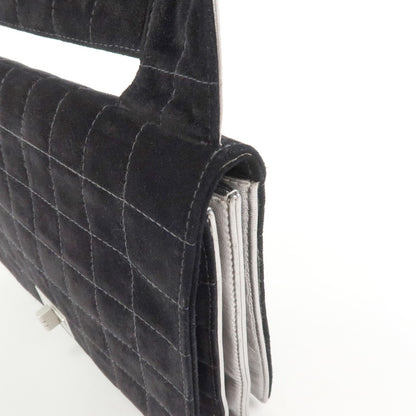 Chanel Chocolate Bar Mademoiselle Flap Quilted Leather, Black, Suede, Handbag