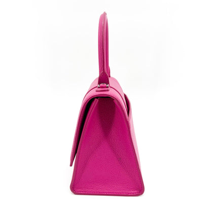 Balenciaga Hourglass Top Handle Leather with Crystals, Pink, Leather, Handbag