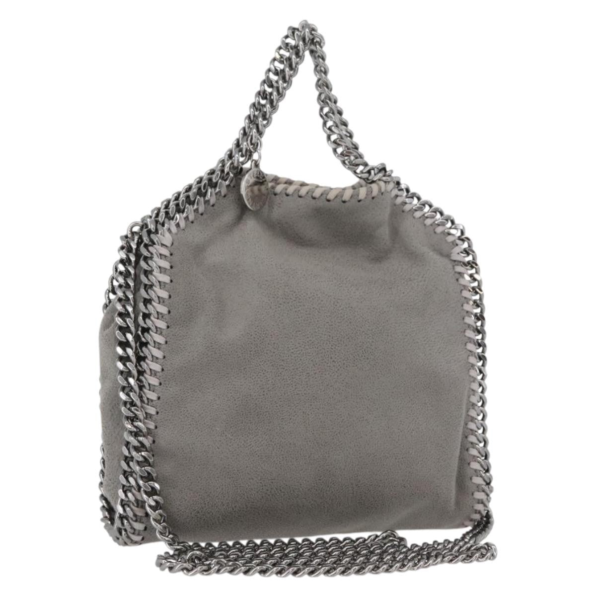 Stella McCartney Falabella Fold Over Faux Leather, Gray, Polyester, Shoulder Bag