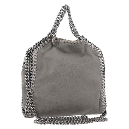 Stella McCartney Falabella Fold Over Faux Leather, Gray, Polyester, Shoulder Bag
