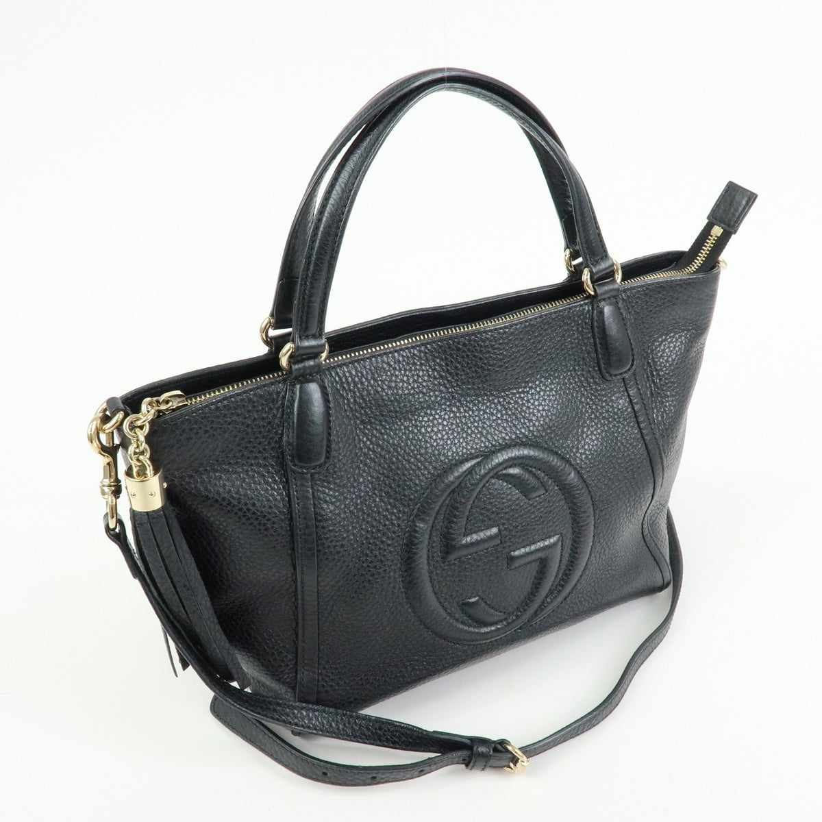 Gucci Soho Convertible Top Handle Leather, Black, Leather, Handbag