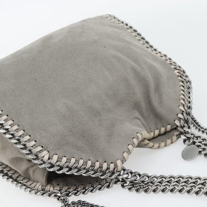 Stella McCartney Falabella Fold Over Shaggy Deer, Gray, Polyester, Shoulder Bag