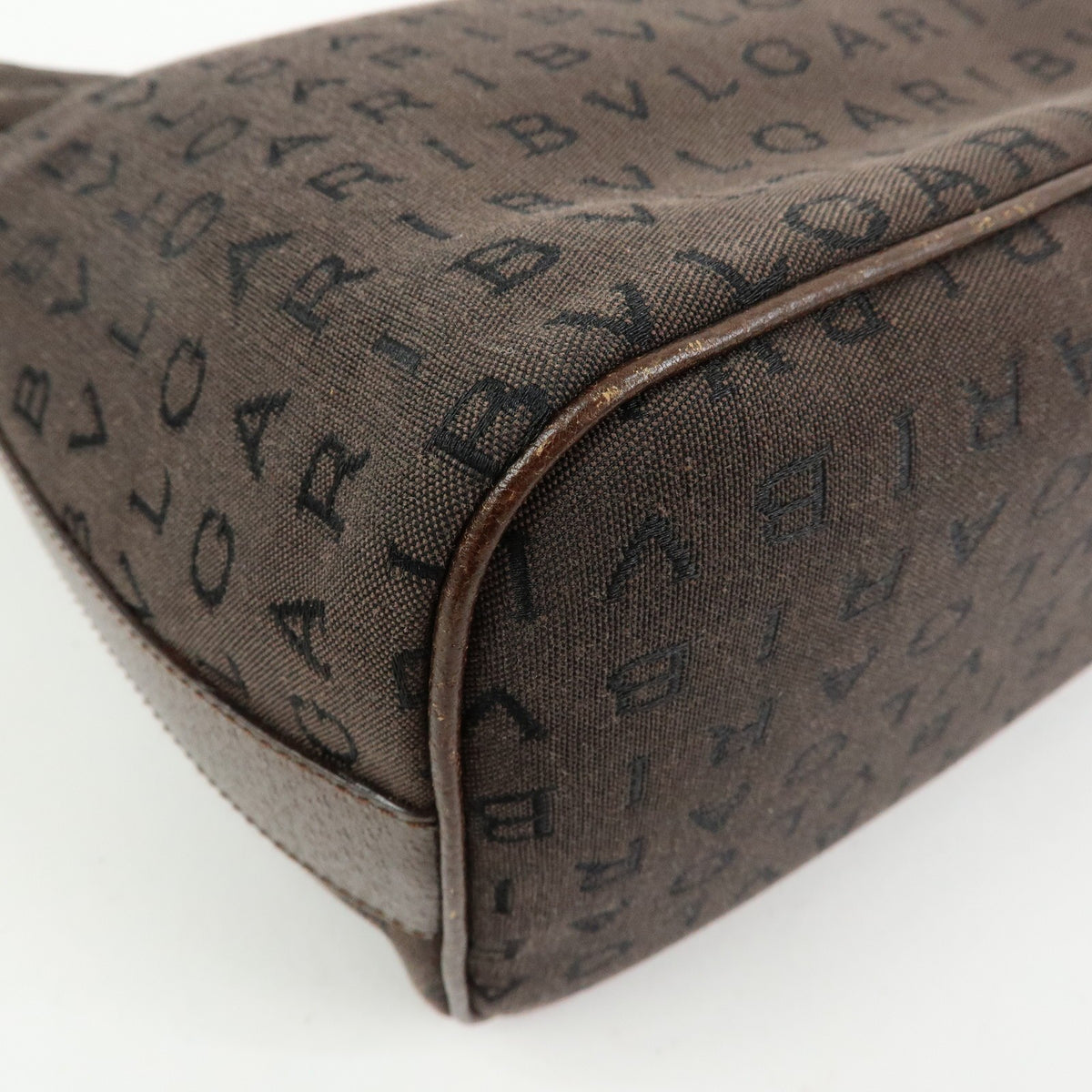 Bvlgari Logomania Suede, Brown, Canvas, Handbag