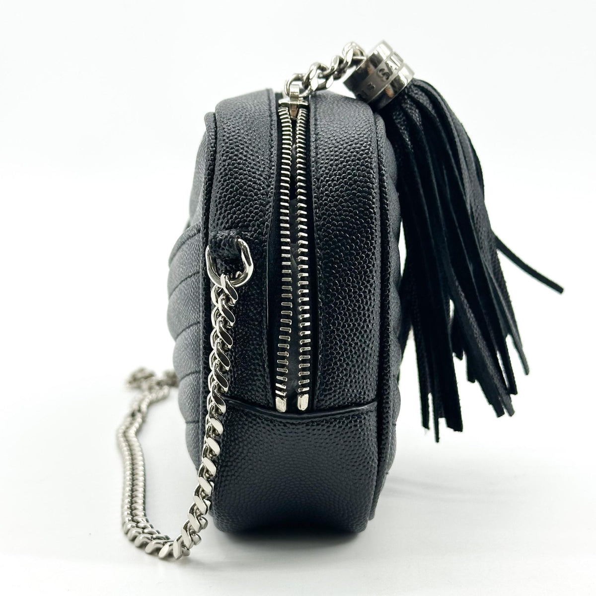 Saint Laurent Lou Camera Matelasse Chevron Leather, Black, Calfskin, Handbag
