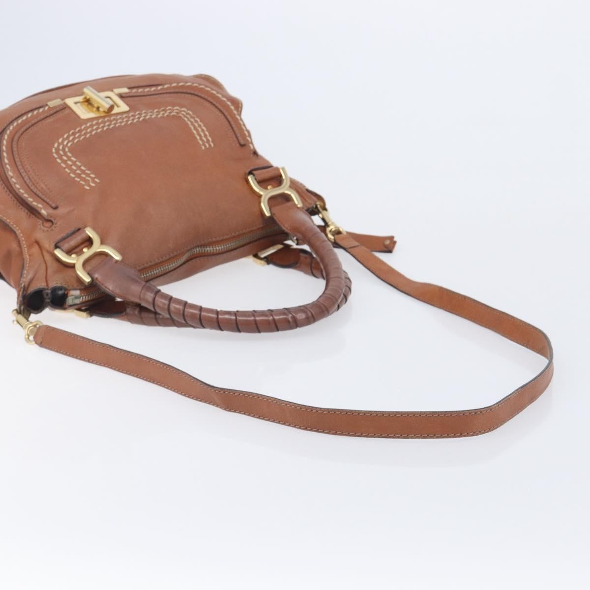 Chloe Marcie Satchel Leather, Brown, Leather, Handbag
