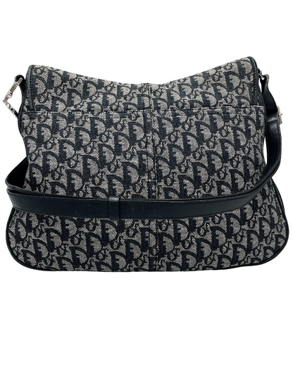 Christian Dior Vintage CD Flap Messenger Bag Diorissimo Canvas, NAVY, CANVAS, Shoulder bag