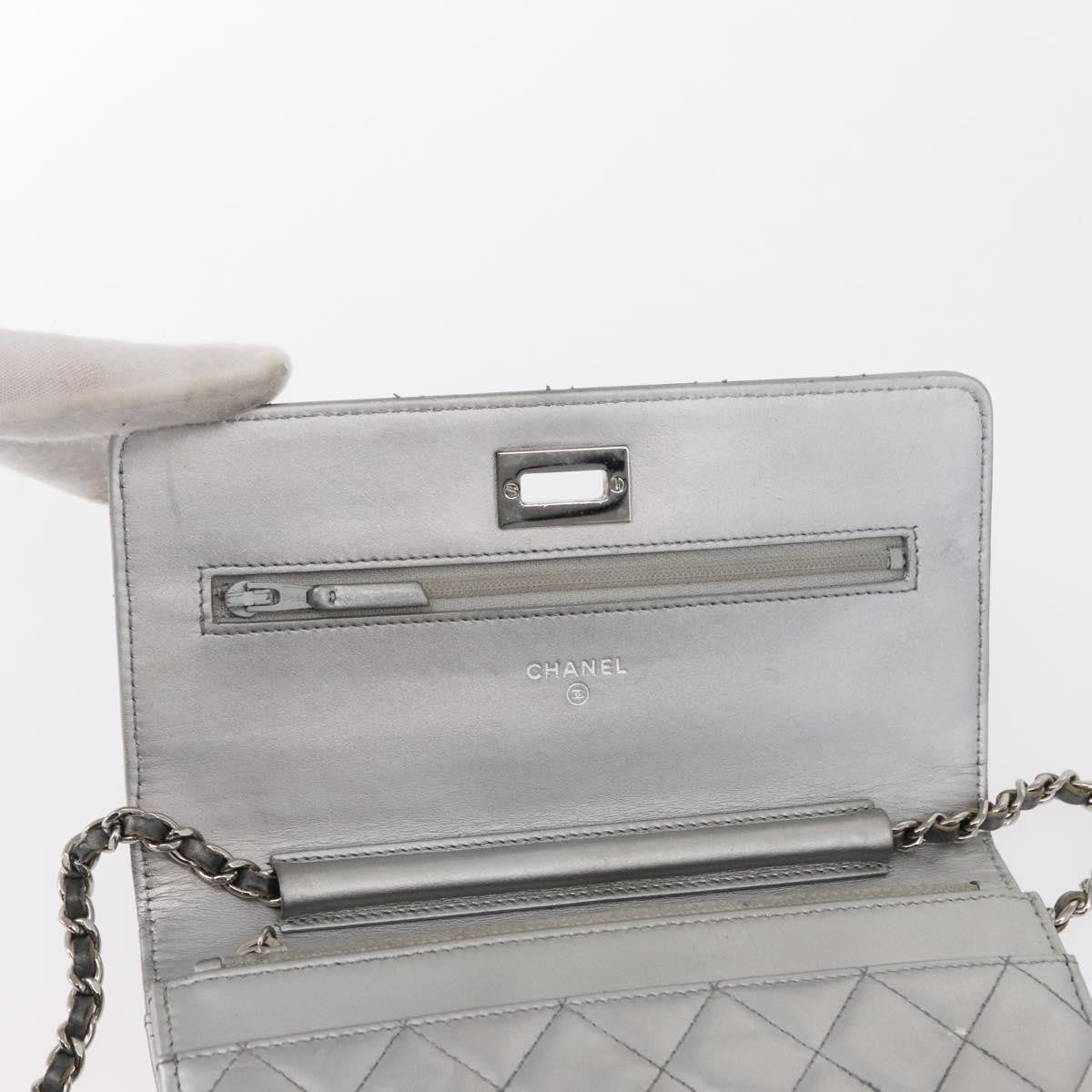 Chanel Reissue 2.55 Wallet on Chain Quilted Lambskin, Silver, Leather, Crossbody Bag