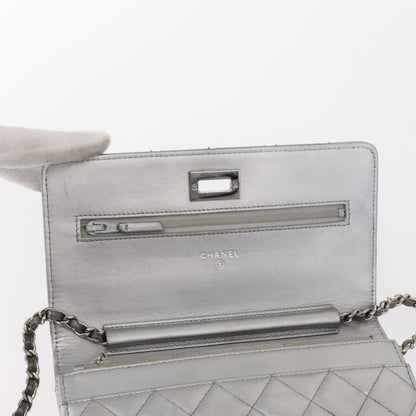 Chanel Reissue 2.55 Wallet on Chain Quilted Lambskin, Silver, Leather, Crossbody Bag