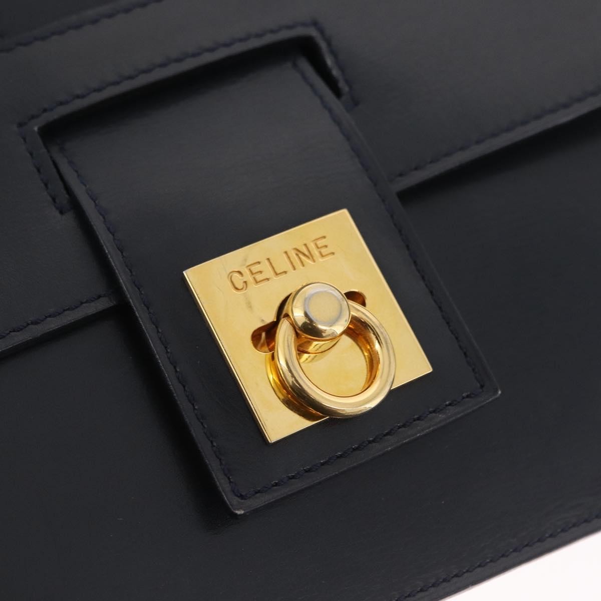 Celine Shoulder Leather, Navy, Leather, Shoulder Bag