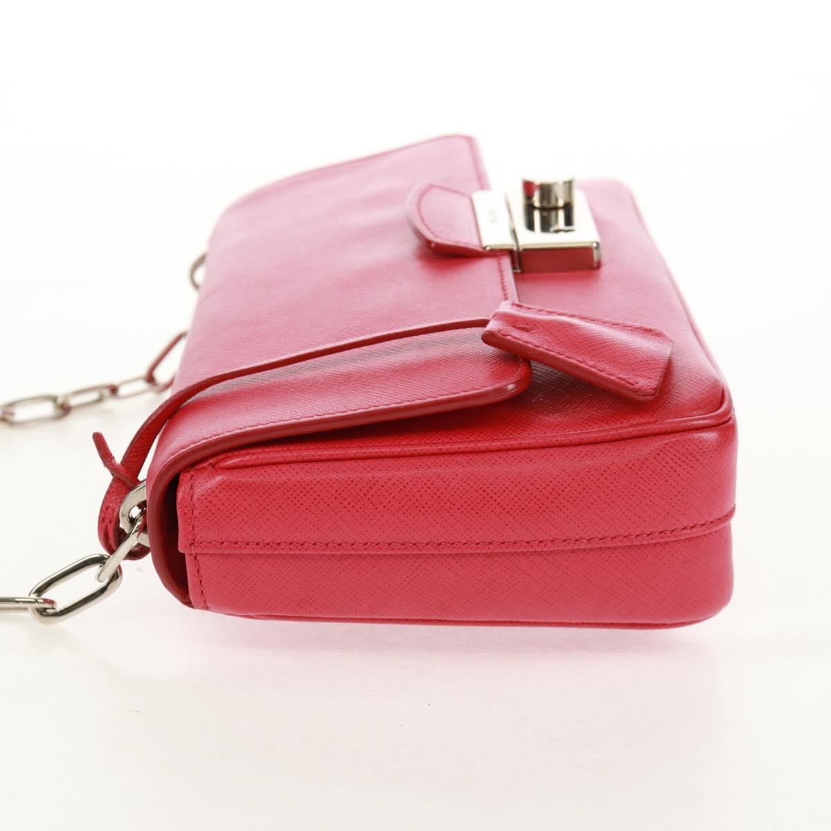 Prada Sound Chain Saffiano Leather, Red, Leather, Shoulder Bag