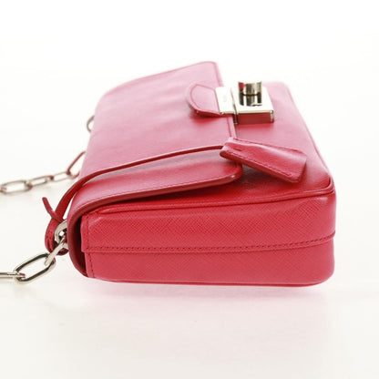 Prada Sound Chain Saffiano Leather, Red, Leather, Shoulder Bag