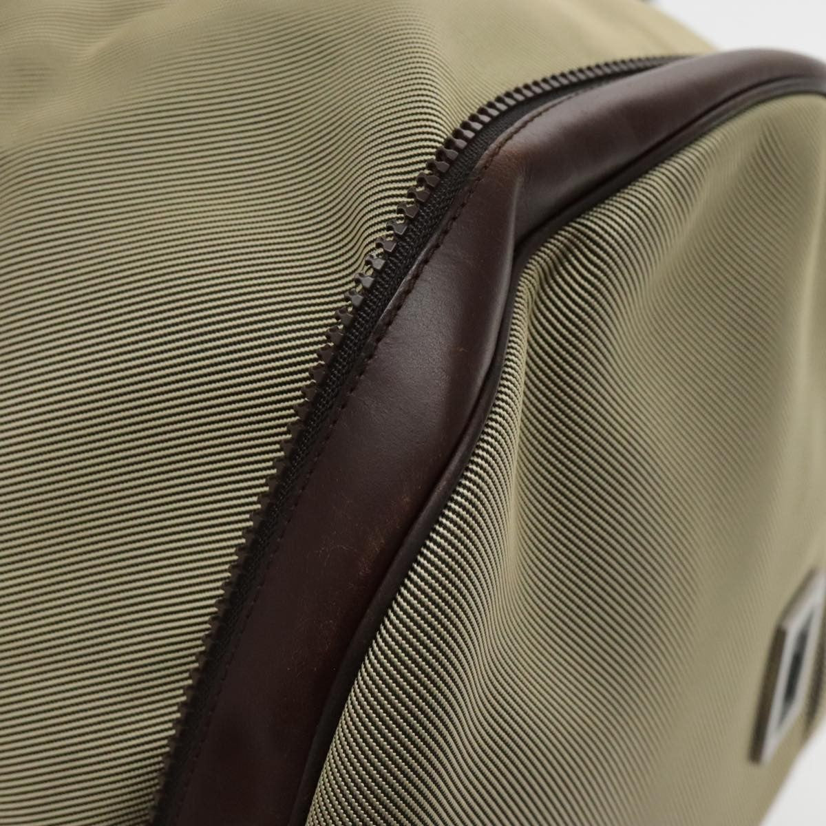Salvatore Ferragamo Boston Leather, Beige, Canvas, Handbag