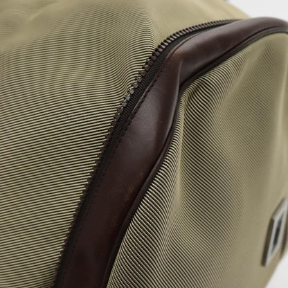 Salvatore Ferragamo Boston Leather, Beige, Canvas, Handbag