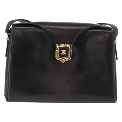 Celine Shoulder Leather, Black, Leather, Shoulder Bag