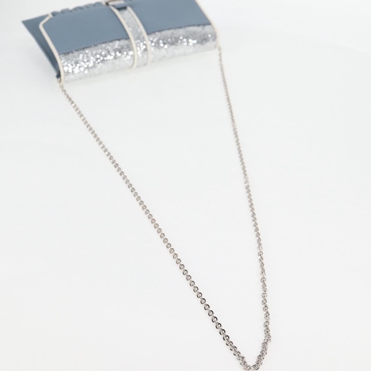 Miu Miu Madras Chain Clutch Matelasse Leather with Glitter, Blue, Leather, Shoulder Bag