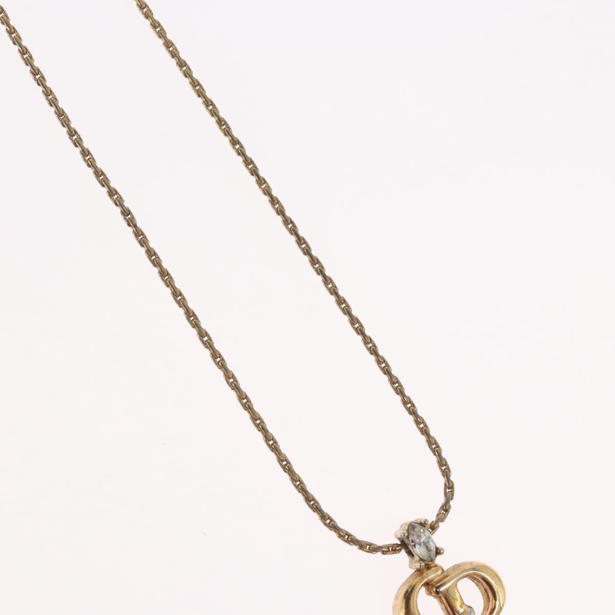 Christian Dior CD Pendant Metal and Crystals, Gold, Metal, Necklace
