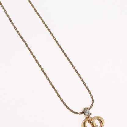 Christian Dior CD Pendant Metal and Crystals, Gold, Metal, Necklace