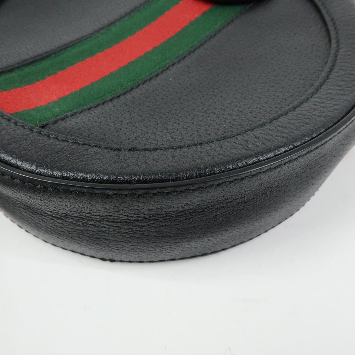 Gucci Ophidia Round Leather, Black, Leather, Shoulder Bag
