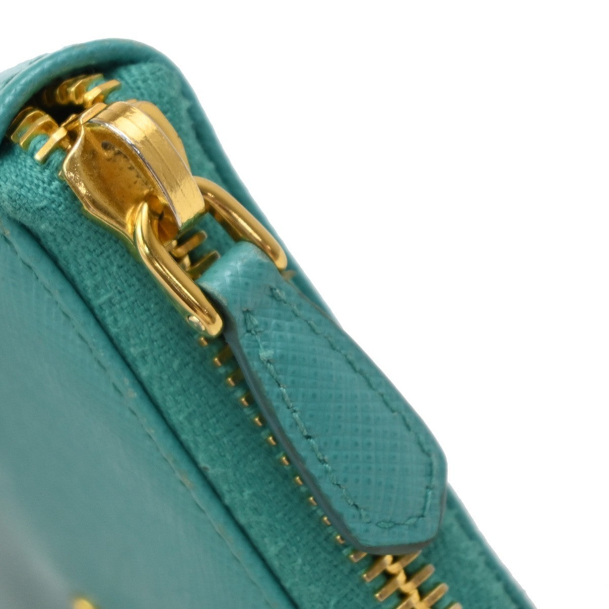 Prada Zip Around Saffiano Leather, Blue, Leather, Wallet