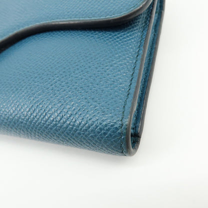 Christian Dior Saddle Flap Leather, Blue, Leather, Wallet