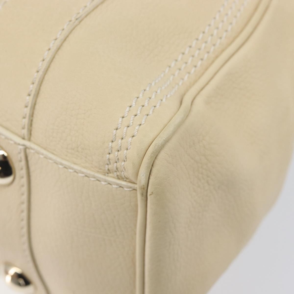 Celine Vintage Kisslock Frame Leather, Beige, Leather, Handbag