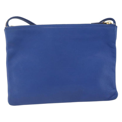Celine Trio Crossbody Bag Leather, BLUE, LEATHER, Shoulder bag