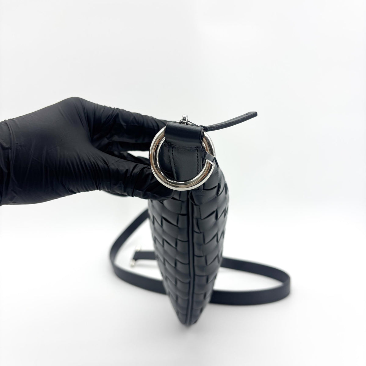 Bottega Veneta Virgule Intrecciato Nappa, Black, Leather, Shoulder Bag