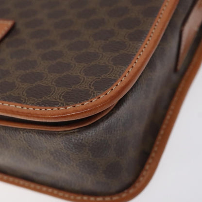 Celine Vintage Macadam Circle Logo Canvas and Leather, Brown, Canvas, Shoulder Bag