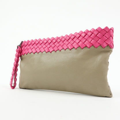 Bottega Veneta Zip Pouch Clutch Intrecciato Nappa, Beige, Leather, Clutch