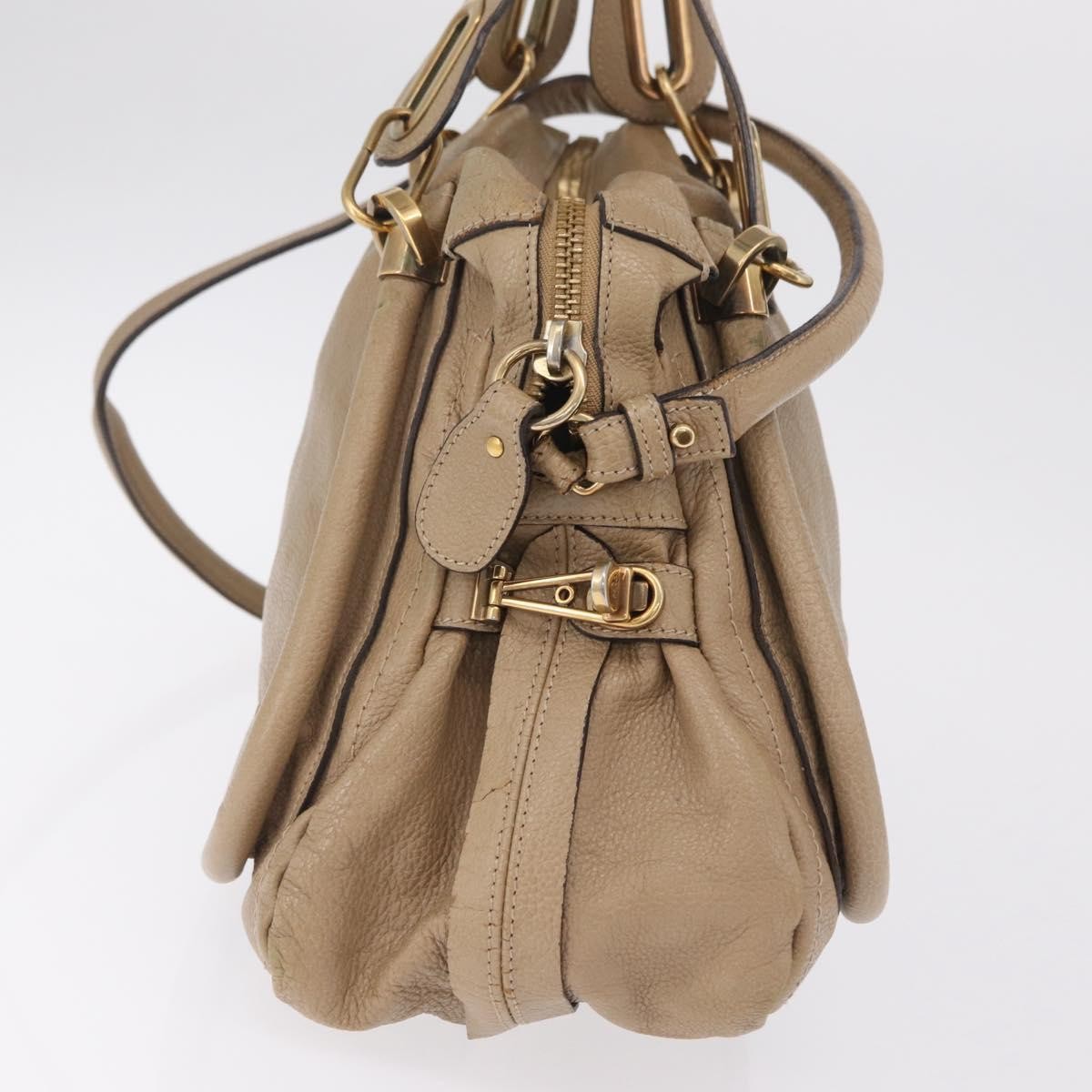 Chloe Paraty Top Handle Leather, Beige, Leather, Handbag