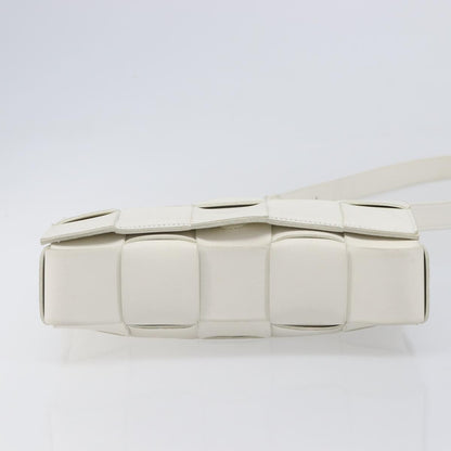 Bottega Veneta Cassette Maxi Intrecciato Leather, White, Leather, Crossbody Bag