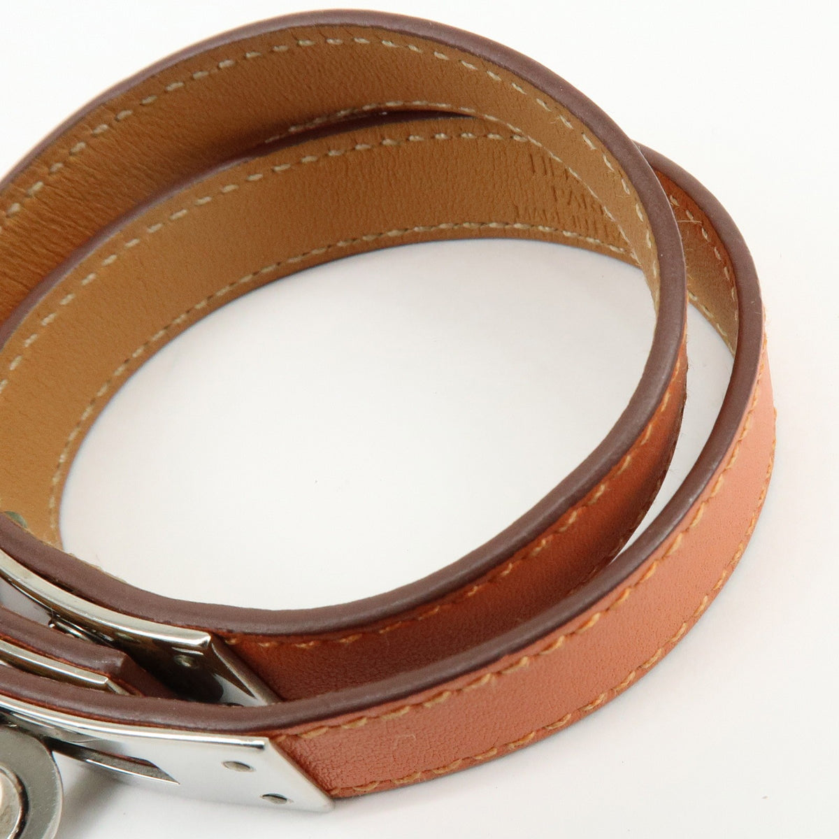 Hermes Kelly Double Tour Leather, Orange, Leather, Bracelet