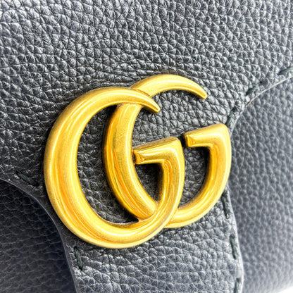 Gucci GG Marmont Top Handle Leather, Black, Leather, Handbag