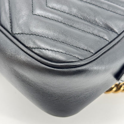 Gucci GG Marmont Matelasse Leather, Black, Leather, Shoulder Bag