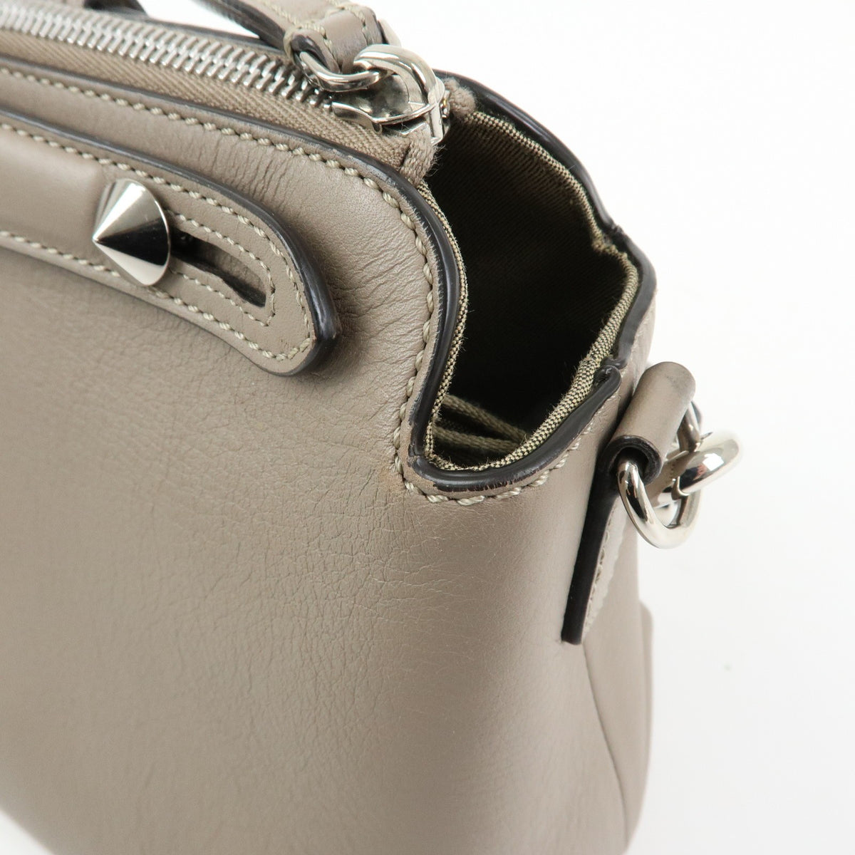 Fendi By The Way Satchel Leather, Beige, Leather, Handbag