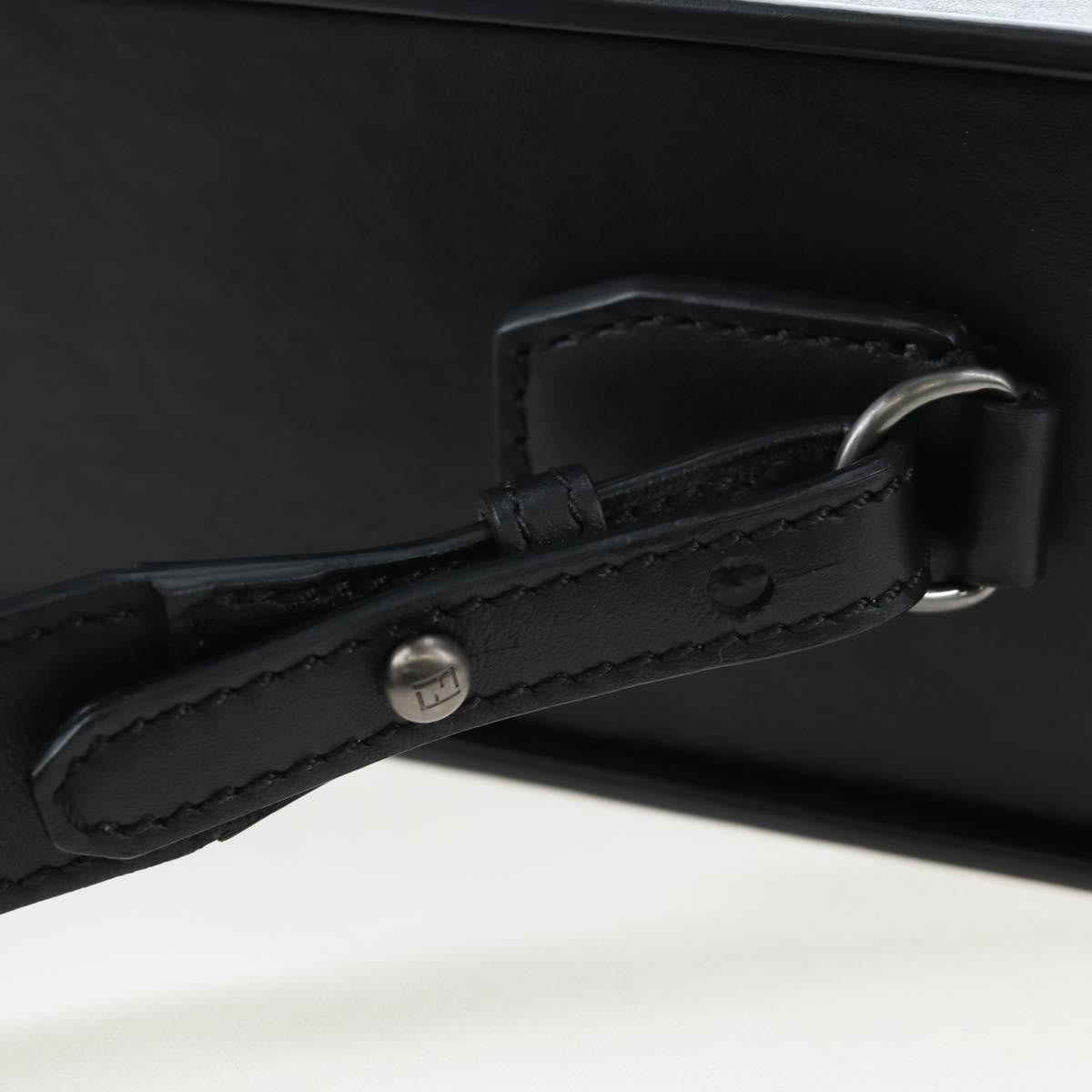 Fendi Logo Vertical Box Leather, Black, Leather, Shoulder Bag