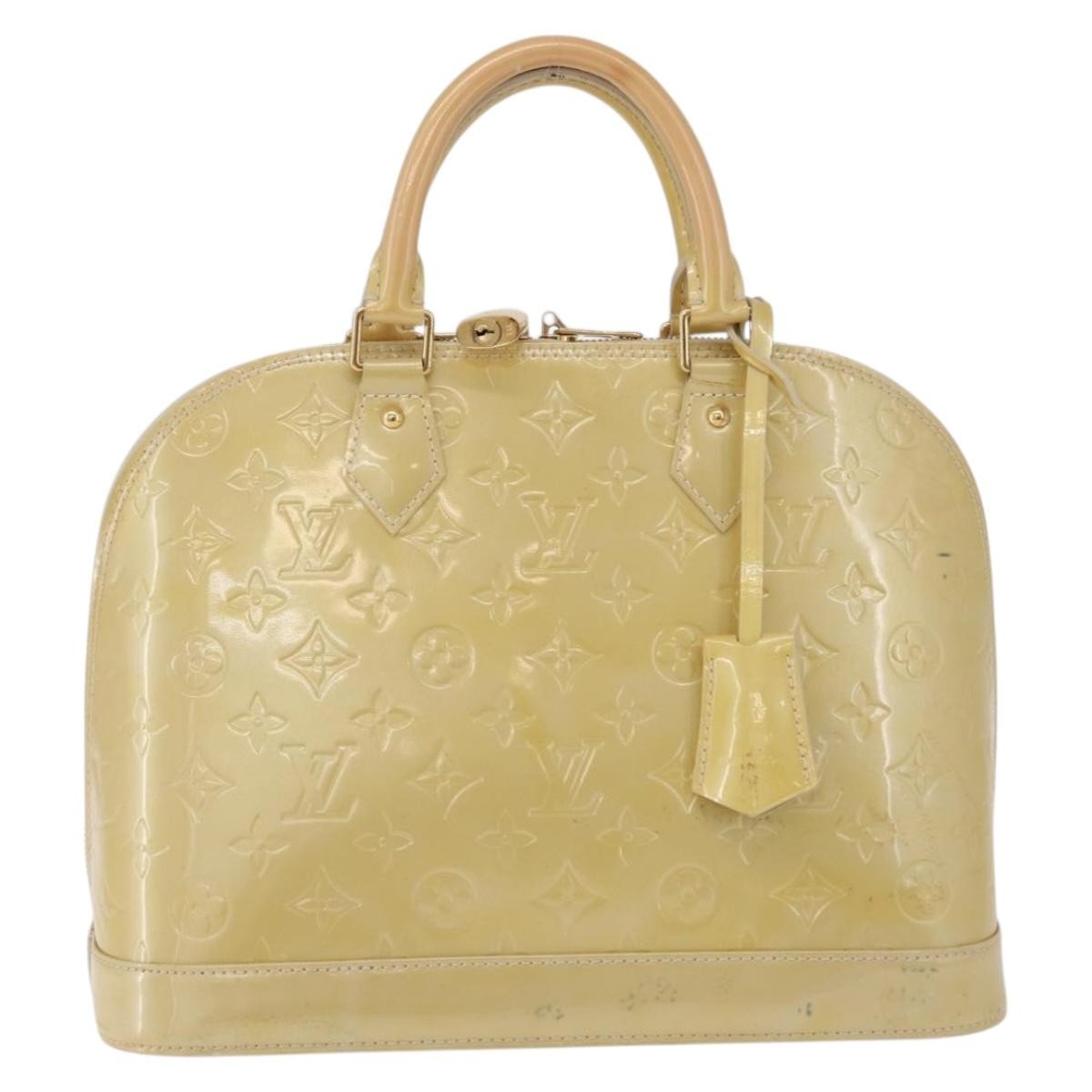 Louis Vuitton Alma Monogram Vernis, Beige, Patent Leather, Handbag