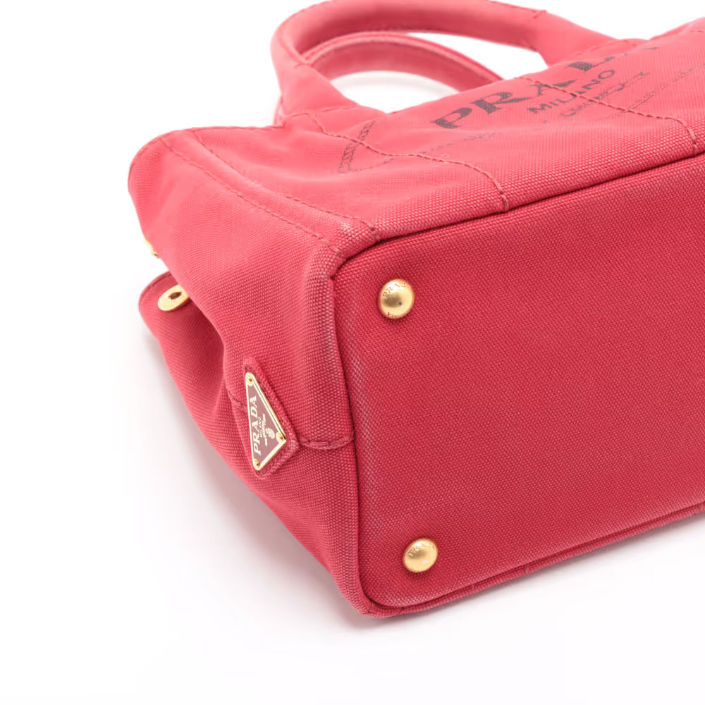 Prada Logo Strap Canapa Tote Jacquard, Red, Canvas, Tote Bag