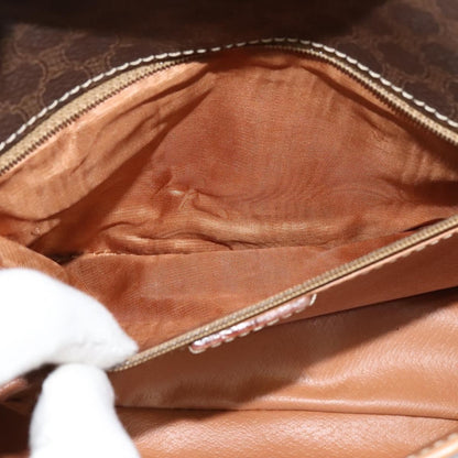Celine Vintage Macadam Circle Logo Canvas and Leather, Brown, Canvas, Shoulder Bag