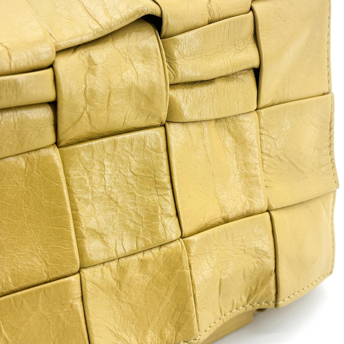 Bottega Veneta Fun Cassette Maxi Intrecciato Leather, Yellow, Leather, Crossbody Bag
