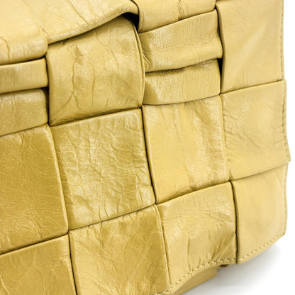 Bottega Veneta Fun Cassette Maxi Intrecciato Leather, Yellow, Leather, Crossbody Bag