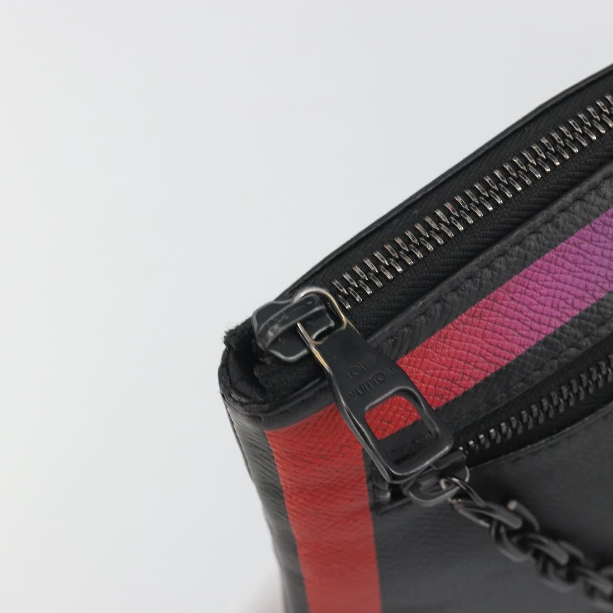 Louis Vuitton Pochette A4 Rainbow Taiga Leather, Black, Leather, Clutch