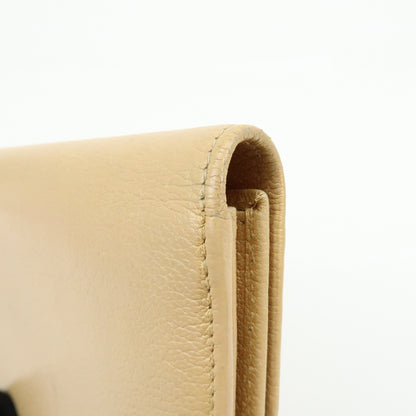 Chanel Camellia Flap Leather, Beige, Calfskin, Wallet